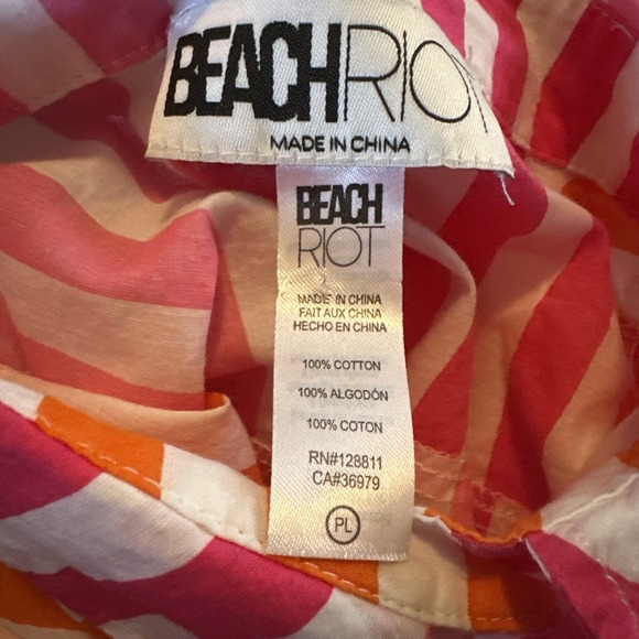 Beach Riot Alexa Sunset‎ Stripe Button Down Swim Cover-Up Shirt Large Petite - Picture 6 of 6